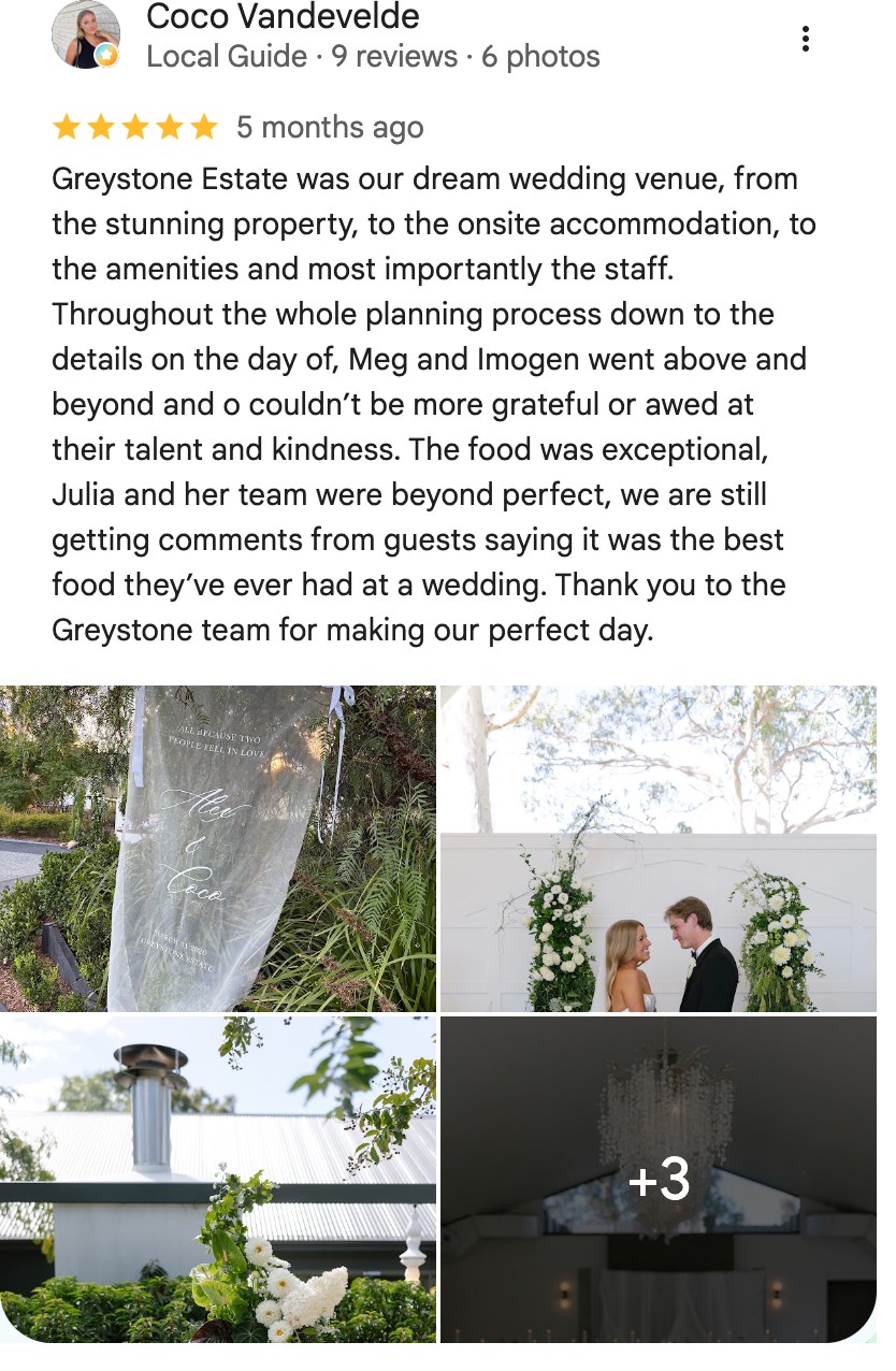 Five-star Google review from Coco Vandevelde